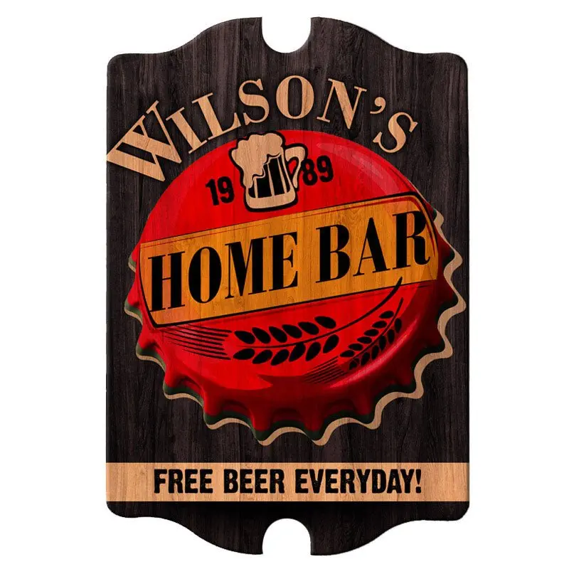 Home Bar Custom Tavern-Shaped Wooden Sign