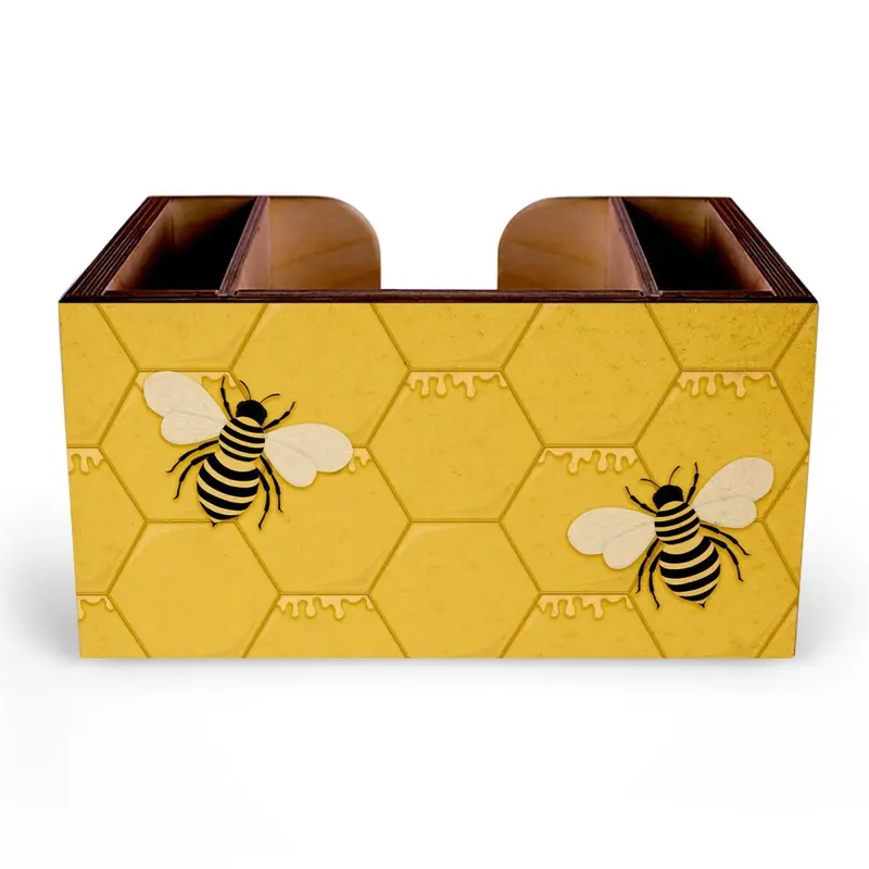 Honeycomb Pattern Wooden Bar Caddy