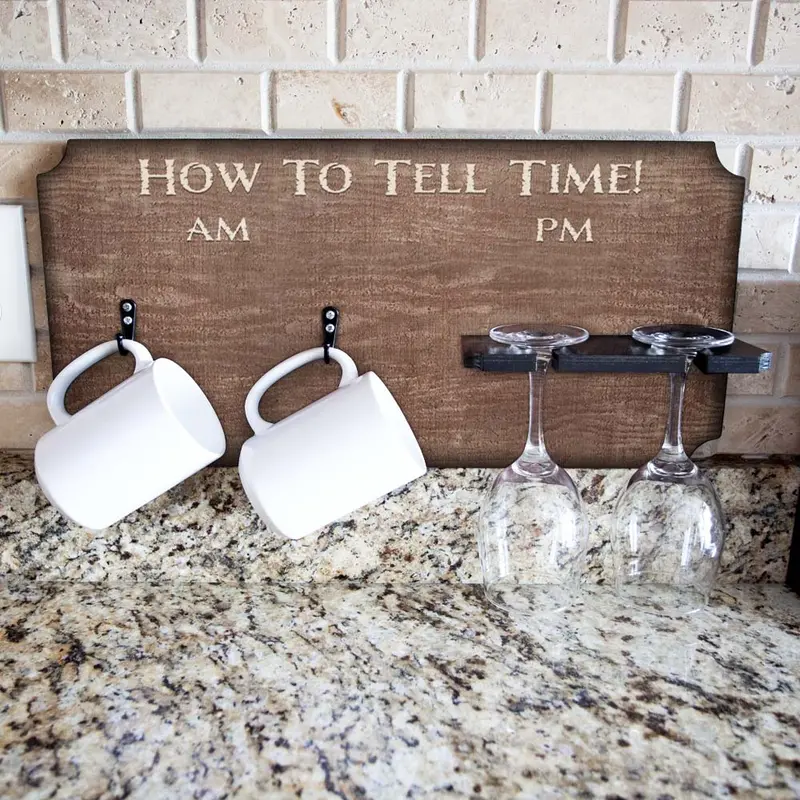 How to Tell Time Dual-Use Holder – Rustic Wood Background with Mounting Hardware