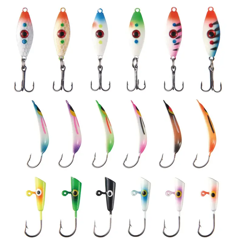 Ice Fishing Glow-Jig Kit – 18-Piece Perch, Walleye & Pike Lure Assortment