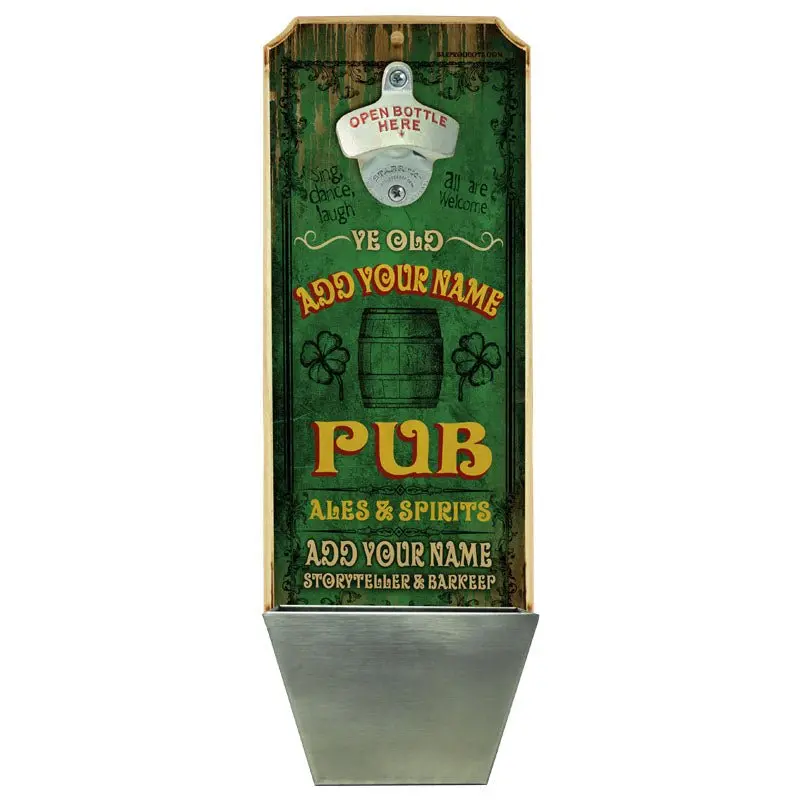 Irish Pub-Themed Wall-Mounted Bottle Opener Plaque