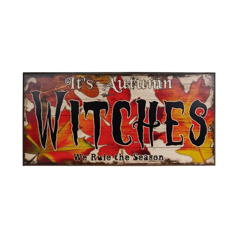 It’s Autumn, Witches! Vintage Wooden Bar Sign – 11.75″ × 23.75″