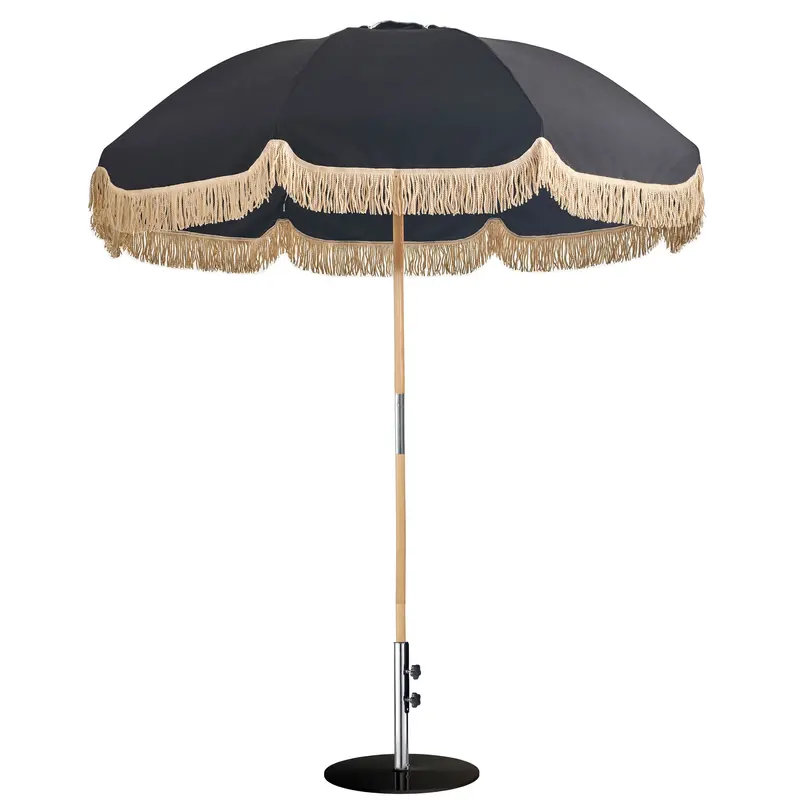 Jardin Fringed Umbrella with 25kg Black Base