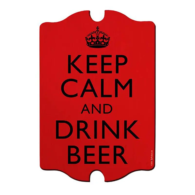 ‘Keep Calm & Drink Beer’ Tavern-Style Bar Sign – Vintage-Inspired Wood Plaque