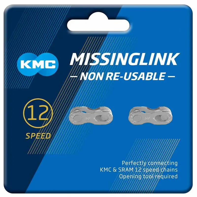KMC MissingLink 12-Speed Chain Connector – Non-Reusable Silver Links