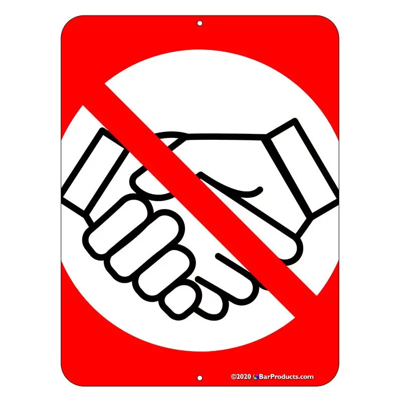 Kolorcoat™ 9×12 Inch Rectangular Metal Safety Sign: No Handshaking