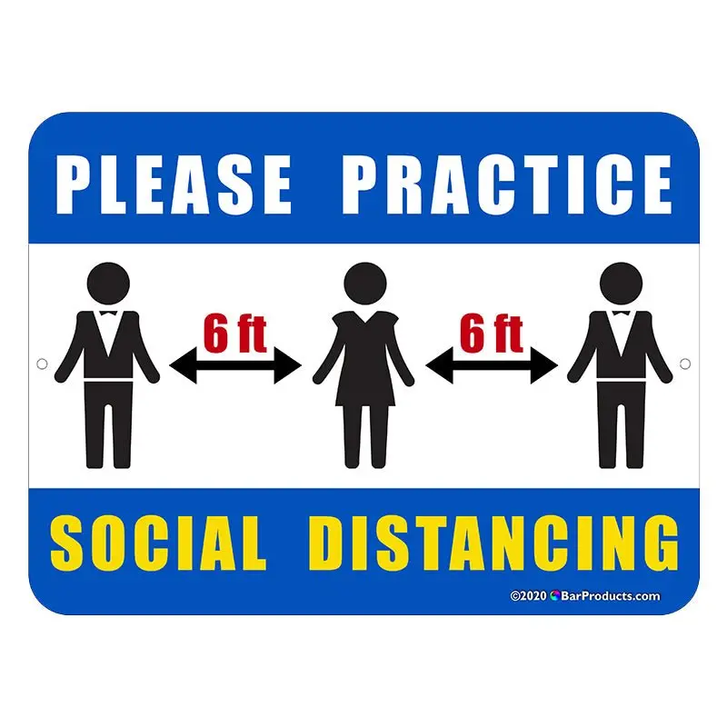 Kolorcoat™ 9×12 Inch Rectangular Metal Safety Sign: Social Distancing