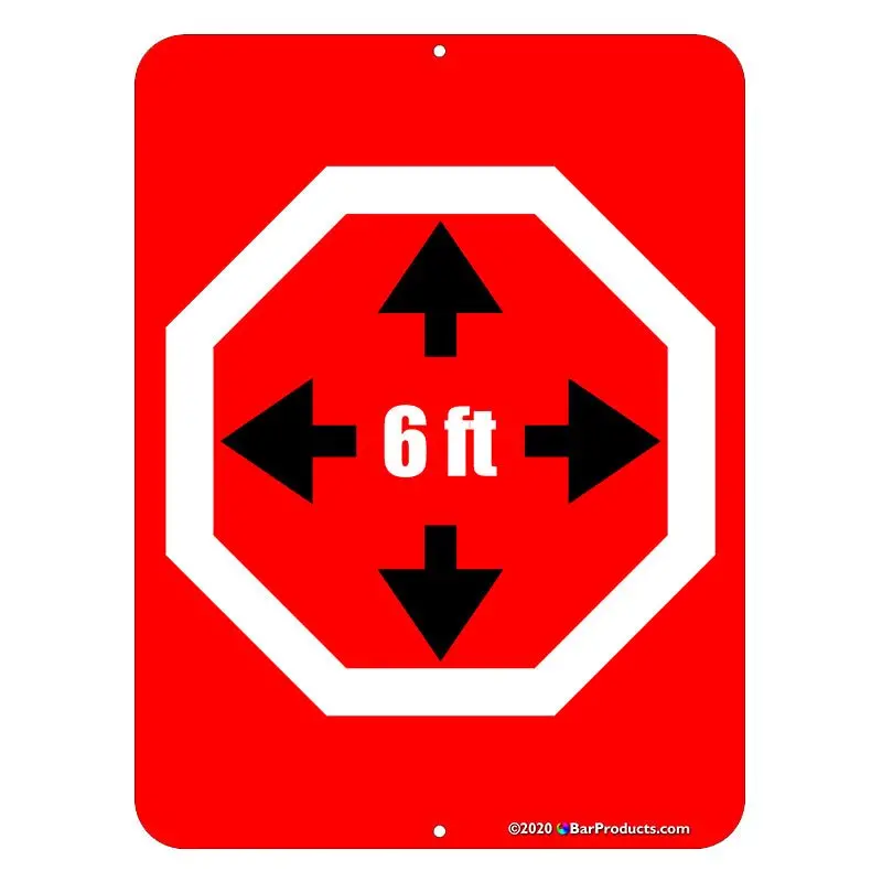 Kolorcoat™ Metal Safety Sign: Maintain 6-Foot Distance (9″ x 12″)