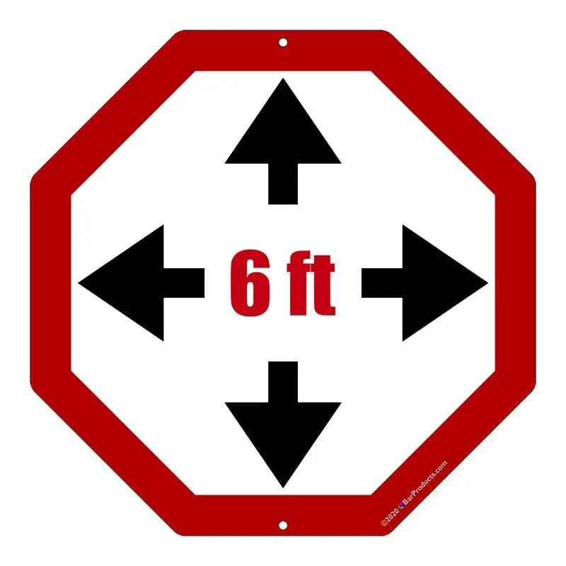 Kolorcoat™ Octagon Metal Safety Sign: Stay 6 Feet Apart