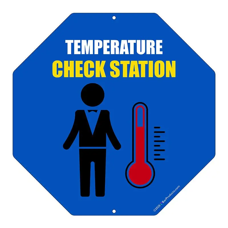 Kolorcoat™ Octagon Metal Safety Sign: Temperature Screening Station
