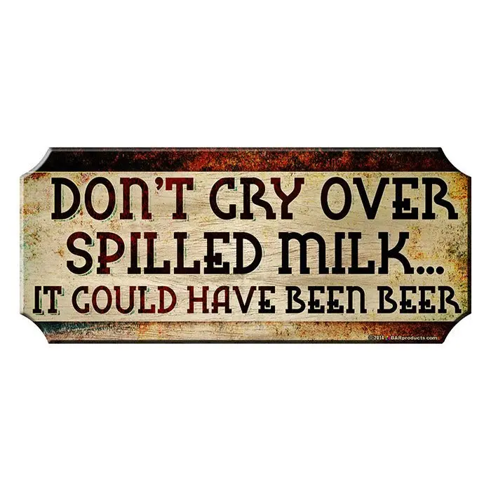 Kolorcoat™ Wooden Bar Plaque – ‘Spilled Milk’ Humor Design