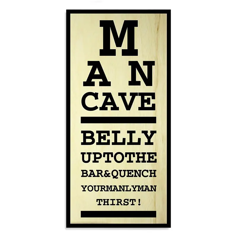Large Man Cave Eye Chart Bar Sign – Kolorcoat™ Wood (11.75″ x 23.75″)