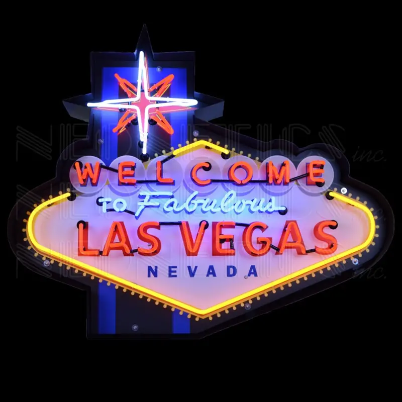 Las Vegas Neon Sign – ‘Welcome to Fabulous LAS VEGAS’ in Shaped Steel Can
