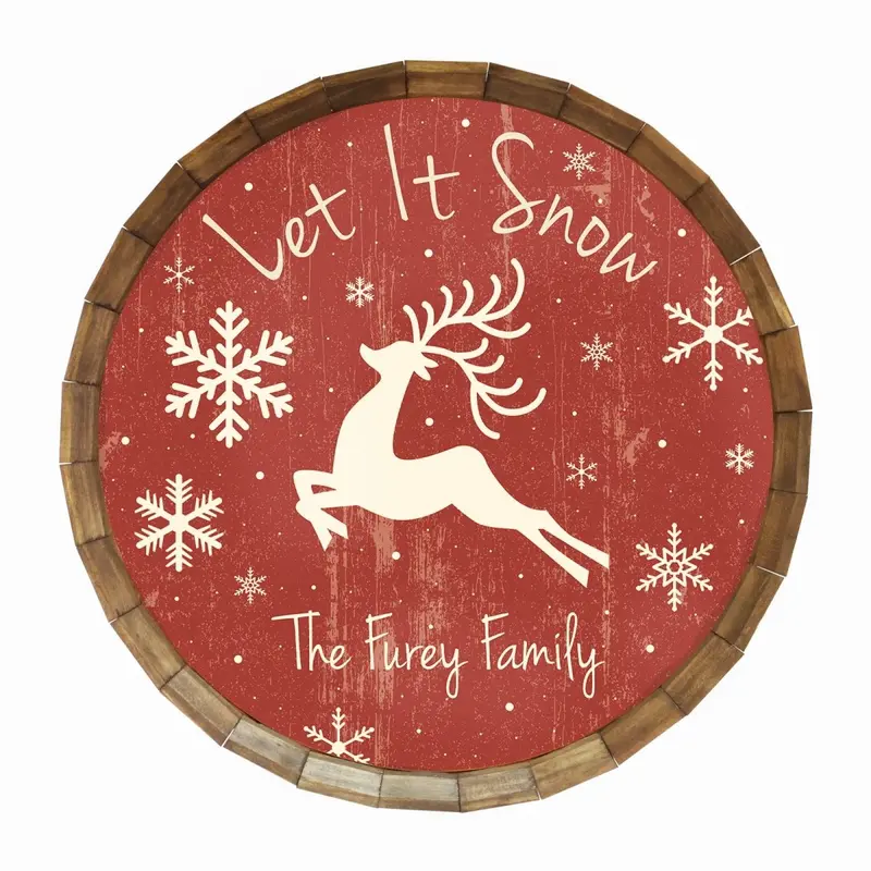 Let It Snow Custom Barrel-Top Tavern Sign – Winter Decor