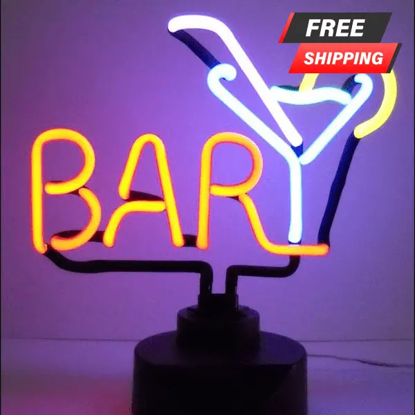 Martini Glass Neon Bar Art Piece