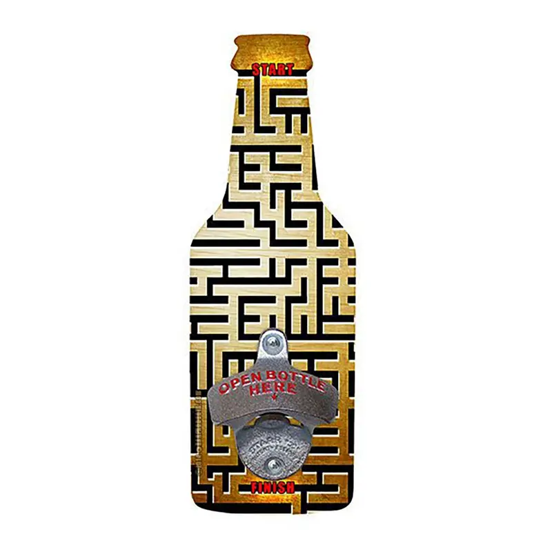 MAZE GAME Beer Bottle Opener – Wooden Puzzle-Style Wall Accessory
