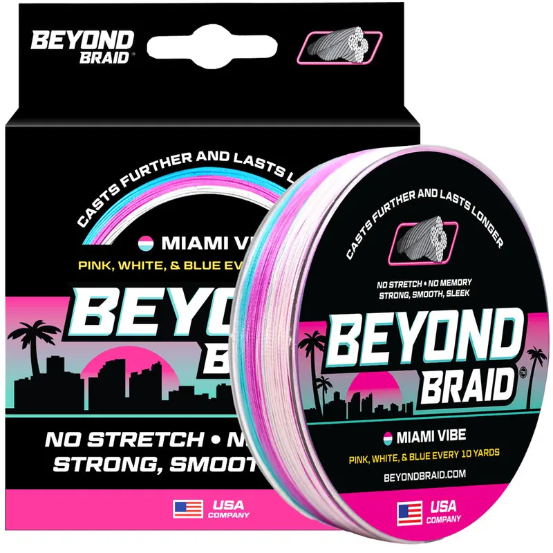 Miami Vibe Braided Line – Pink/White/Blue Color Blend