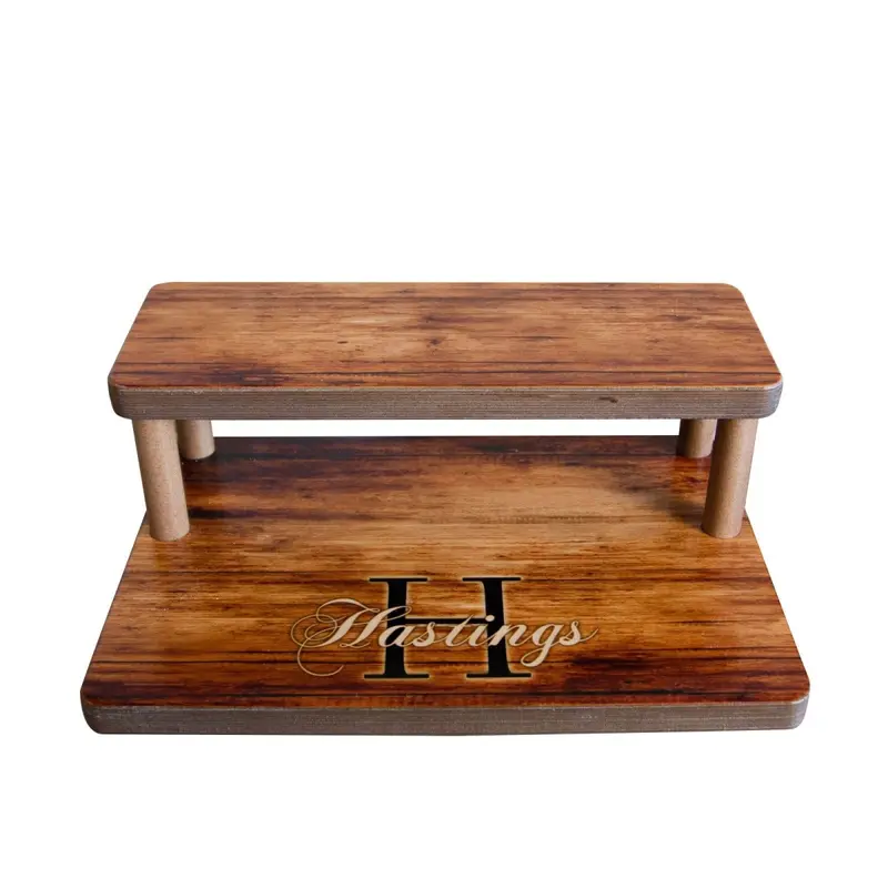 Monogrammed LED Counter Caddies™ – 12″ Stained Straight Shelf Option