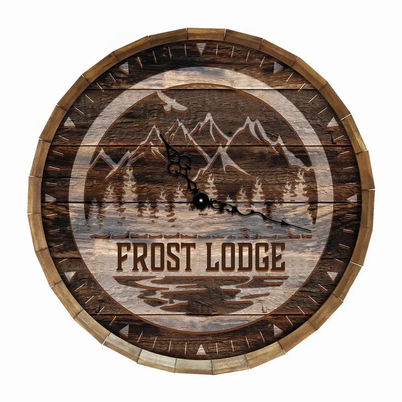 Mountain Landscape Wooden Wall Clock – Adjustable Size & Finish
