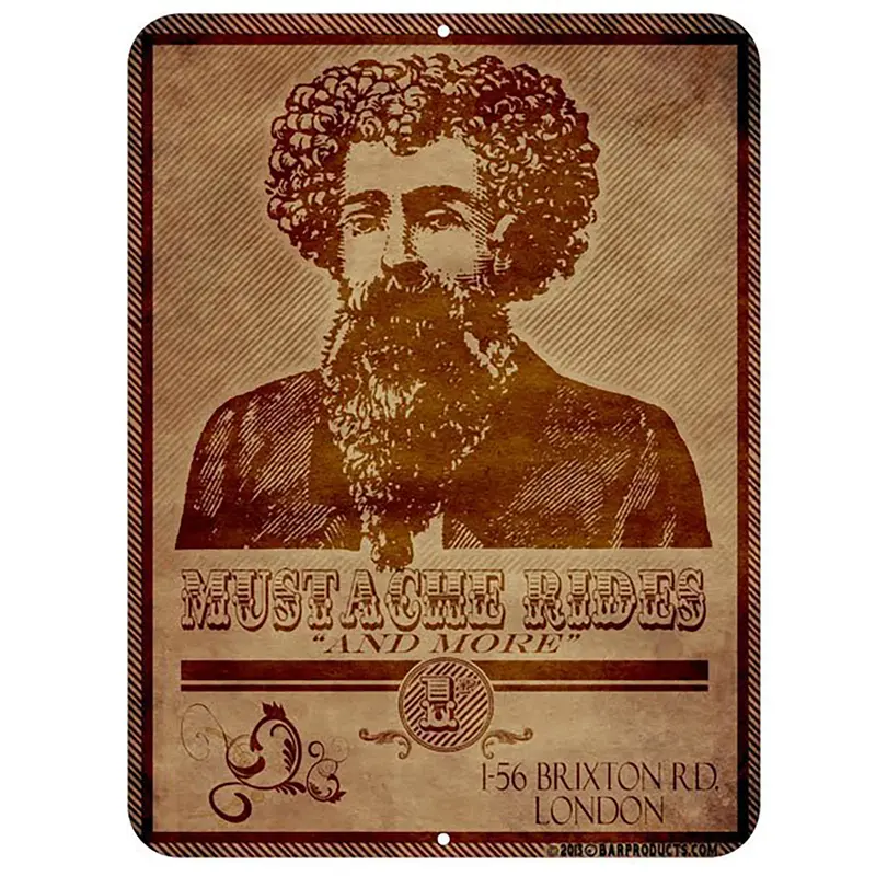 ‘Mustache Rides’ Playful Kolorcoat™ Metal Bar Sign