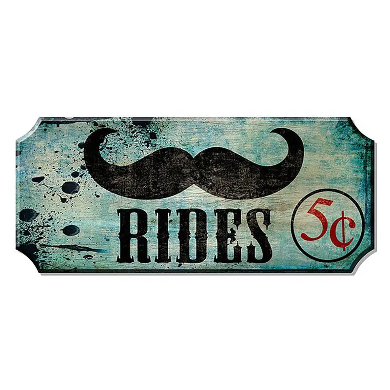 Mustache Rides Wooden Plaque – Kolorcoat™ Comedy Sign