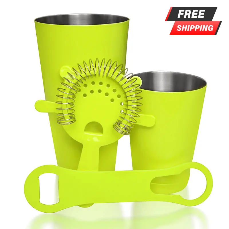 Neon Yellow 4-Piece Bar Set – Includes V-Rod® Bottle Opener