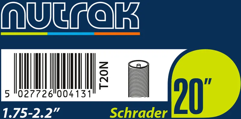 Nutrak 20 x 1.75–2.125 Inch Schrader Inner Tube – Universal Fit