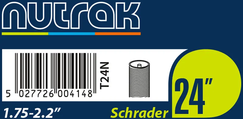 Nutrak 24″ x 1.75–2.125″ Bicycle Inner Tube – Schrader Valve