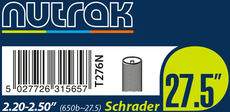 Nutrak 27.5″ / 650B Inner Tube – 2.2–2.5″ Width – Schrader Valve