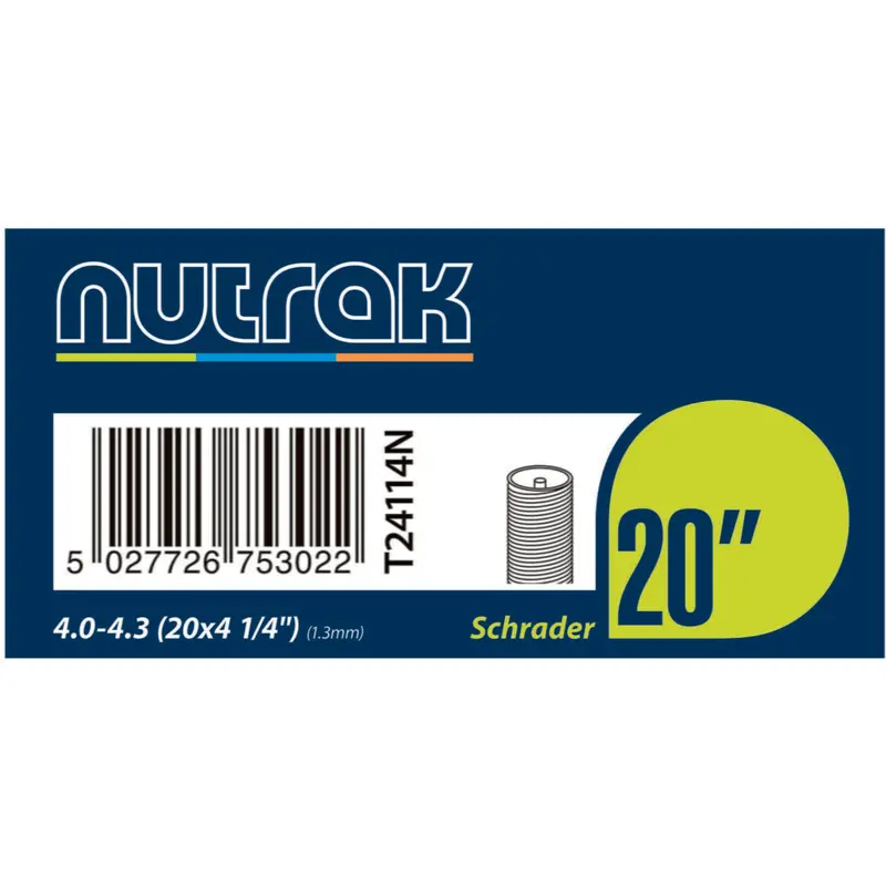 NUTRAK Fat Bike Inner Tube – 20 × 4.25″ Schrader, 1.3mm Wall Thickness