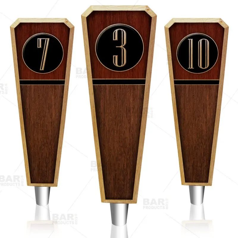 Oak Wood Numbered Tap Handles – Classic Emblem Design for Craft Beer Kegs
