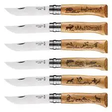 Opinel No. 8 Pocket Knife – Animalia Engraved Oak Handle
