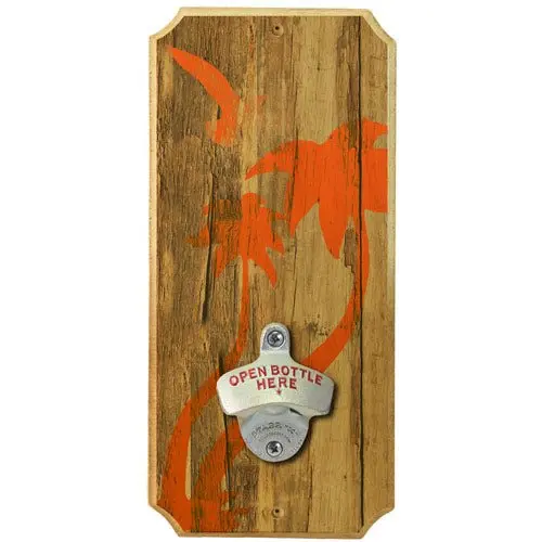 Palm Tree & Bird Wall-Mounted Wooden Bottle Opener Plaque