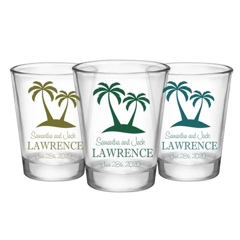 Palm Tree Custom Wedding Shot Glass – 1.75 oz Clear