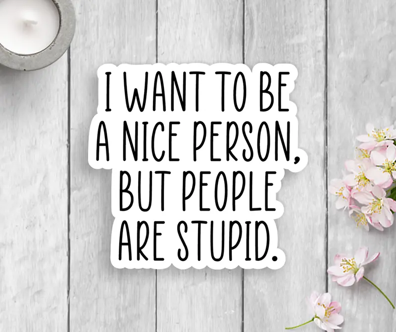 ‘People Are Stupid’ Satirical Vinyl Sticker by Expression Design Co