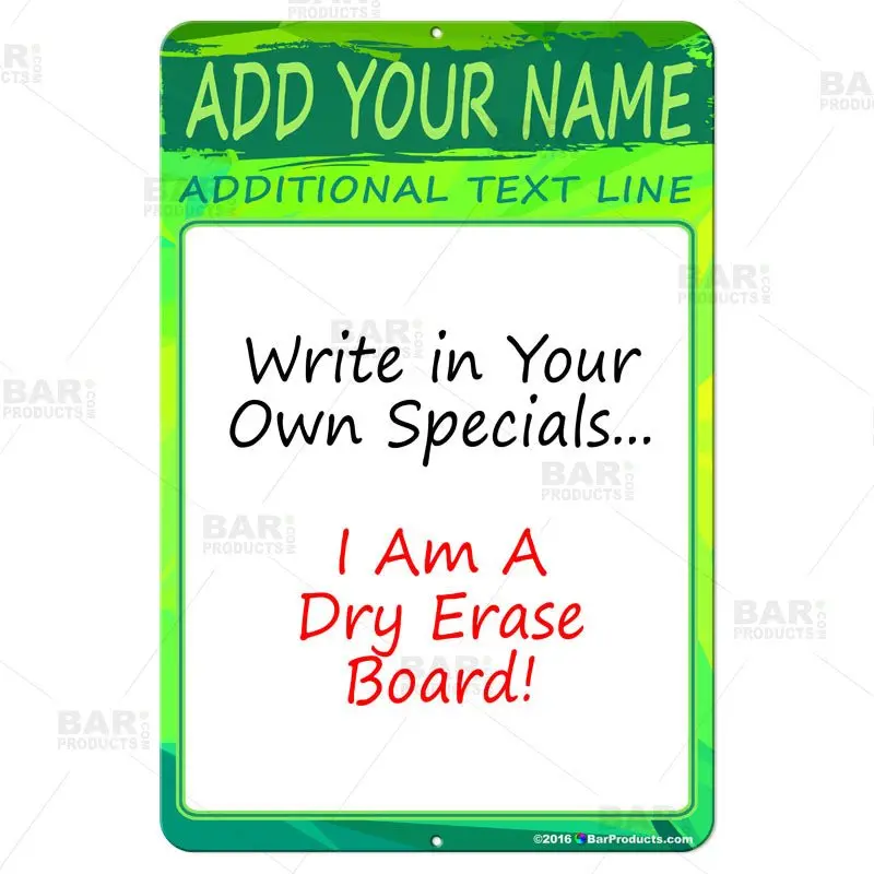 Personalized Dry Erase Specials Sign – Fresh Green Abstract Design Template