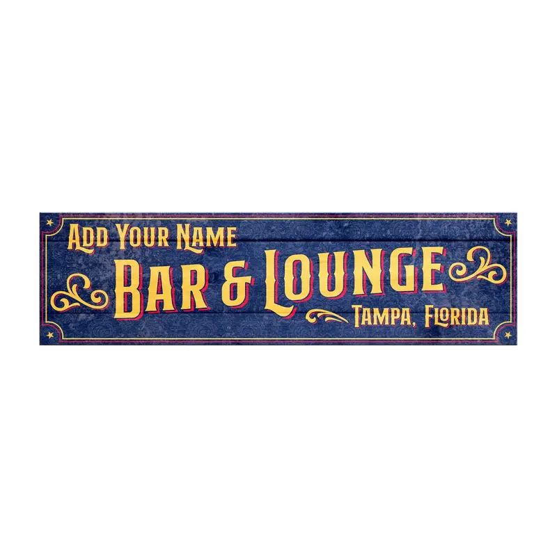 Personalized Horizontal Wooden Bar Sign – 10″ x 36″ Lounge Display