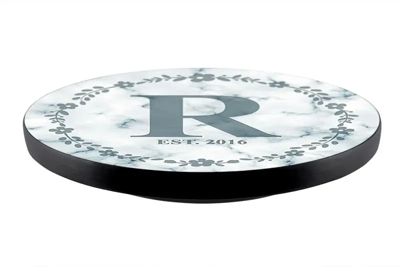 Personalized Marble Monogram Lazy Susan – Custom Name, 3 Sizes, Made in USA