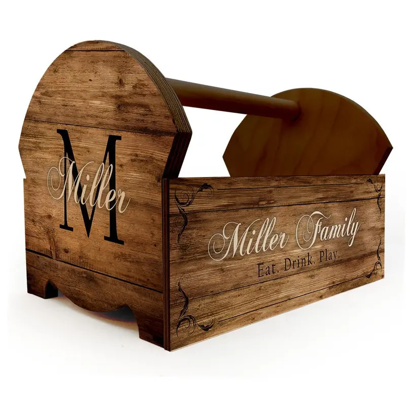 Personalized Monogram Wooden Condiment Tray with Handle