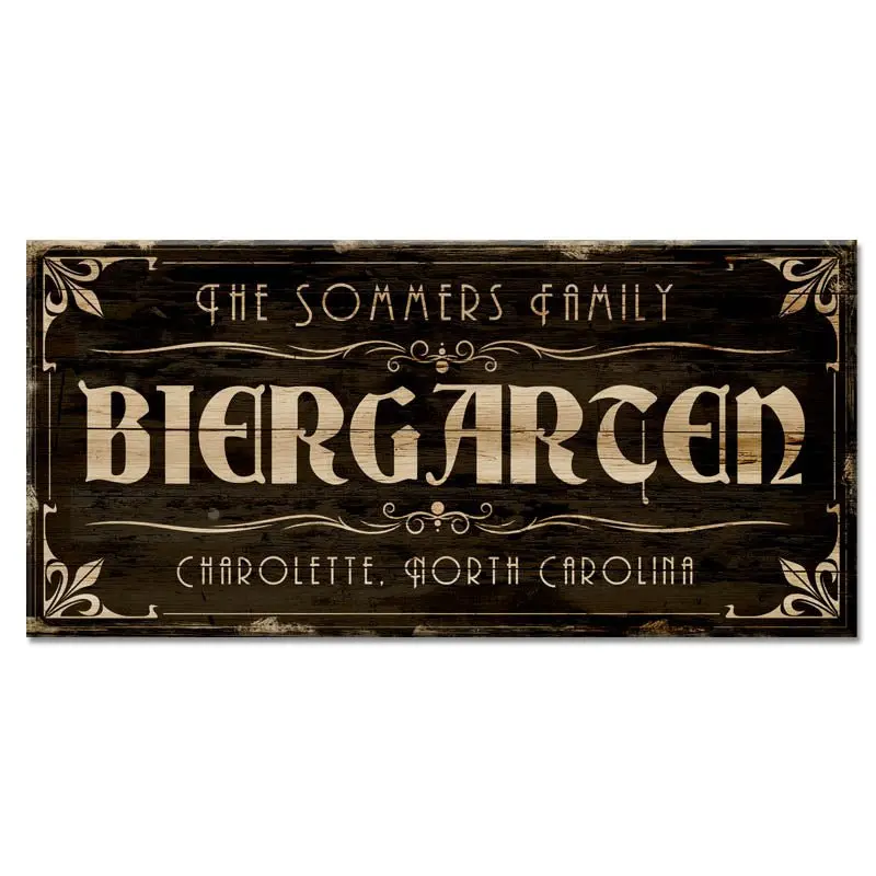 Personalized Rustic BIERGARTEN Bar Sign – 11.75″ x 23.75″