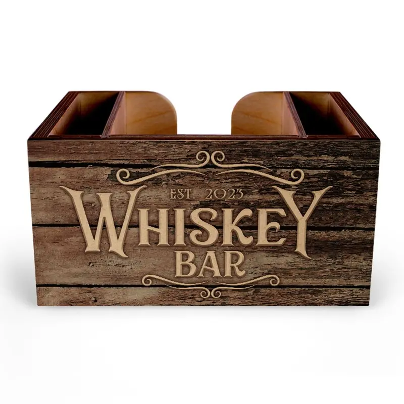 Personalized Wooden Whiskey Bar Caddy