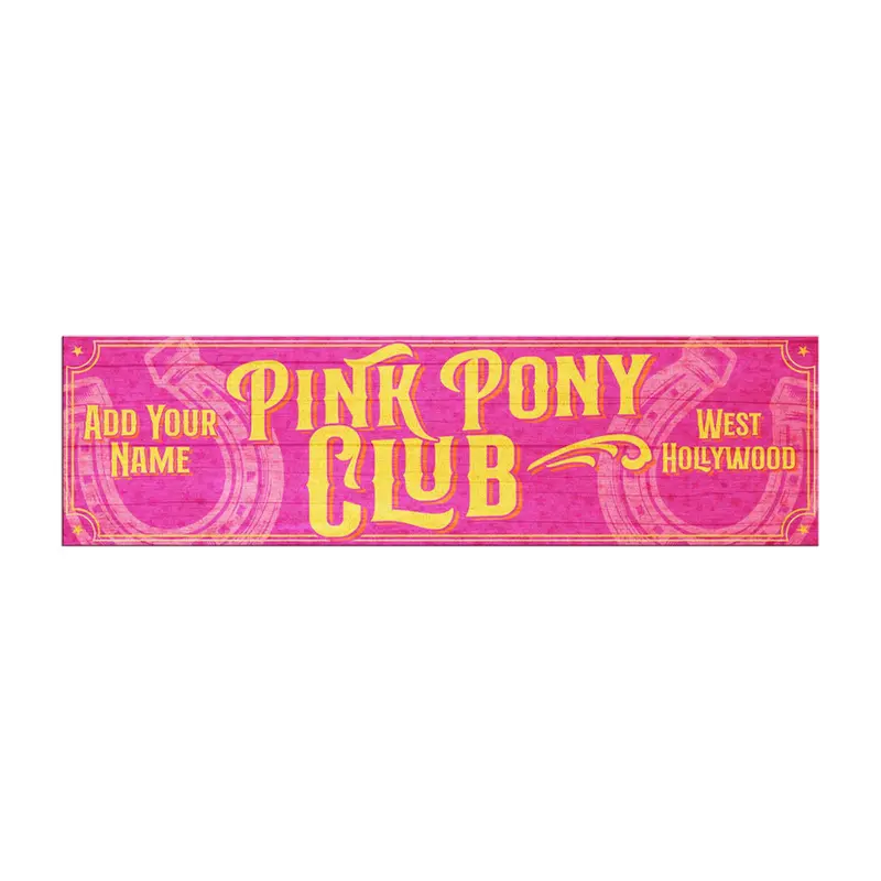 Pink Pony-Themed Custom Wooden Sign – 10″ x 36″ Bar Decor