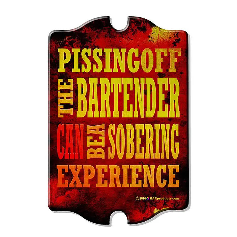 Piss Off Bartender – Witty Tavern-Shaped Wooden Bar Sign