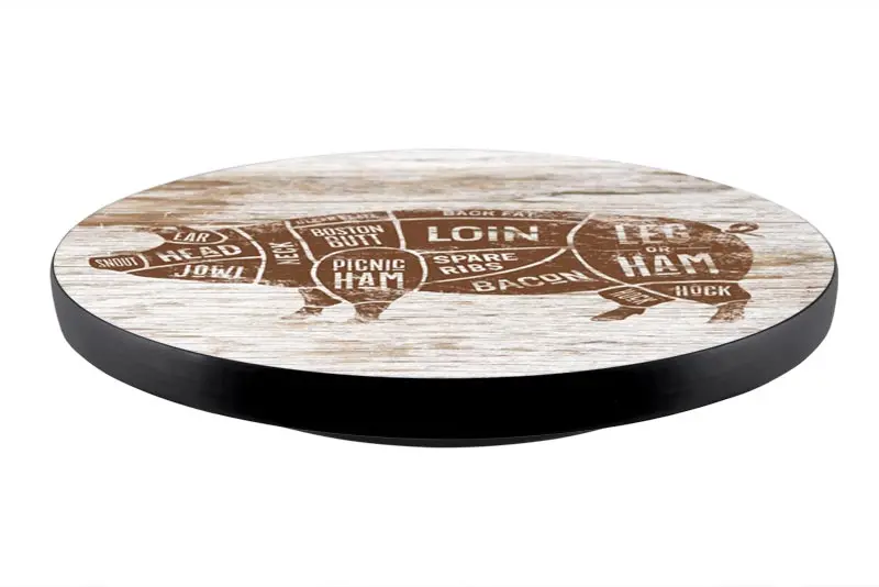 Pork Butcher Diagram Lazy Susan – Gourmet Kitchen Turntable, 3 Sizes, Handmade in USA