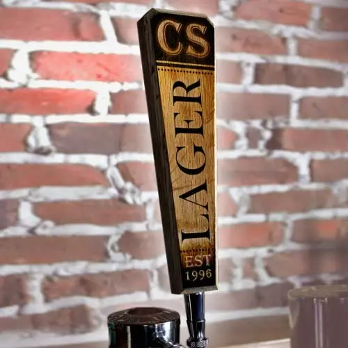 Premium Oak Draft Handle – Flared Shape with LAGER-Style Initial Accent