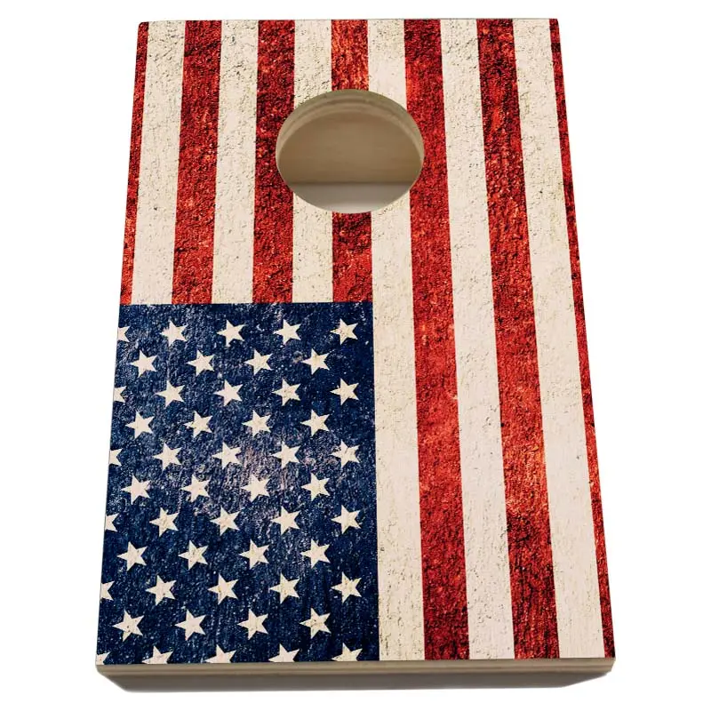 Quarter Master Cornhole Board with Flag-Themed Design – Classic Black or Patriotic Style