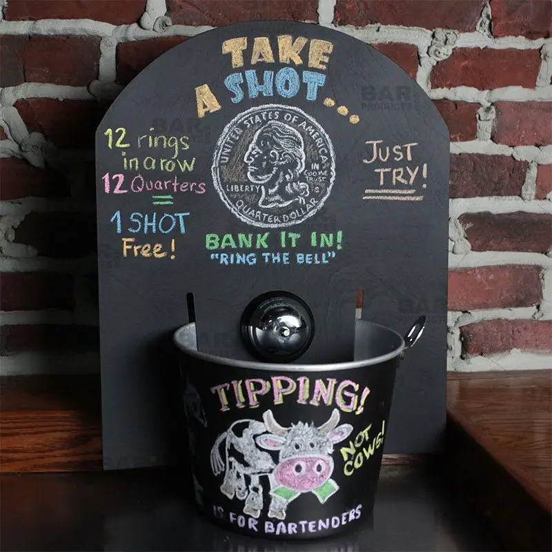 QuarterBackBoard™ Chalkboard Tip Jar with Ringing Bell