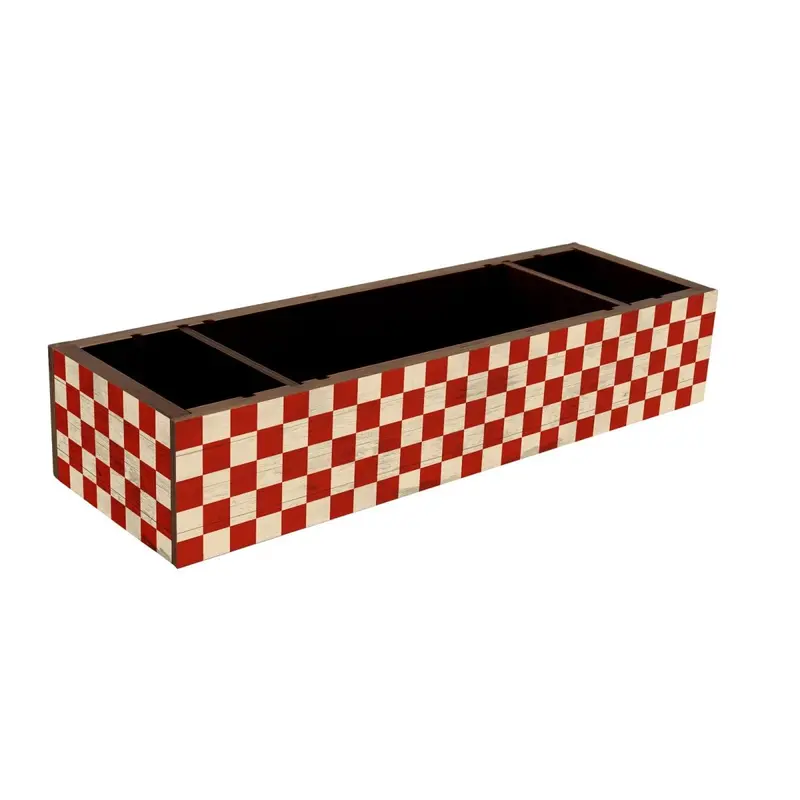 Red Checkerboard Wooden Condiment Organizer – Compact Kitchen Caddy