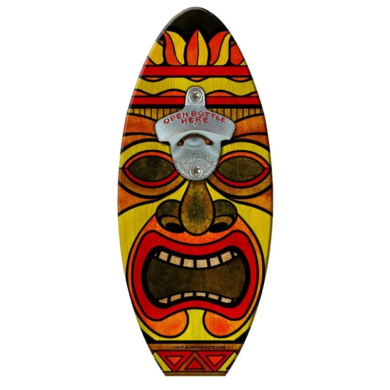 Red Hot Tiki Man Surfboard-Style Wall Bottle Opener