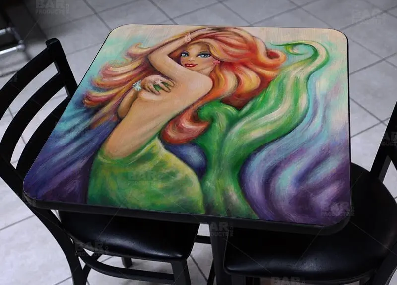 Redhead Mermaid Wooden Table Top – Round or Square, Two Sizes